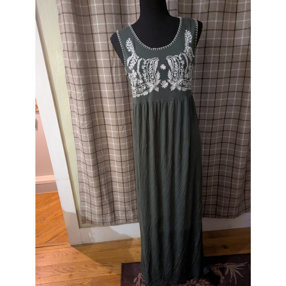 Design History Western Style Maxi Dress Olive Size Petite Medium